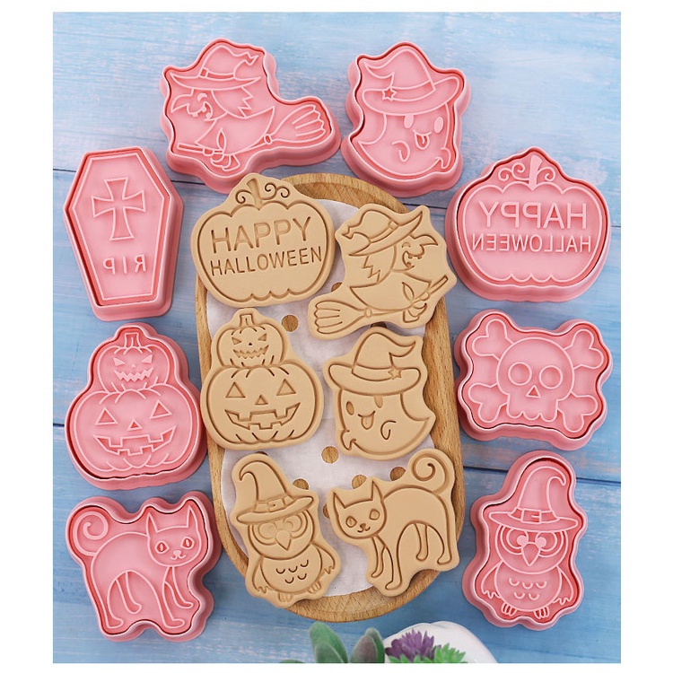 Set 8 Khuôn Cắt Bánh Quy Tạo Hình Chủ Đề Halloween Hoạt Hình