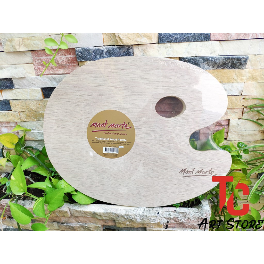 Khay Pha Màu Gỗ Mont Marte Oval 30x38cm – Traditional Wood Palette