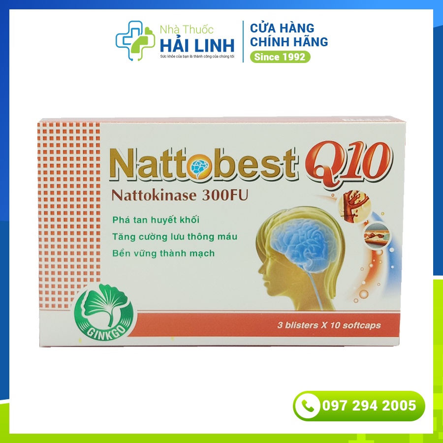 Viên uống Nattobest Q10 Phòng ngừa tai biến mạch máu não, bền vững thành mạch