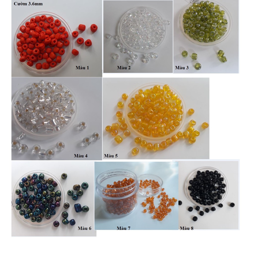 10gam Hạt cườm size ĐẠI 3.6mm đủ màu để chọ dùng trang trí trang sức, quần áo, túi xách, dây đeo khẩu trang