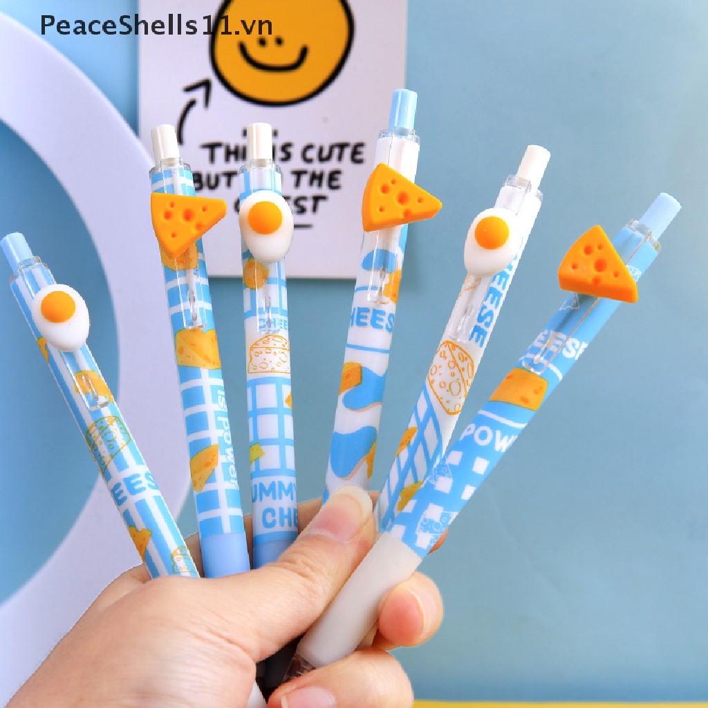 Bút Mực Gel Hình Quả Trứng Phô Mai Hoạt Hình Có Thể Thu Gọn Cho Học Sinh / Văn Phòng / Học Sinh