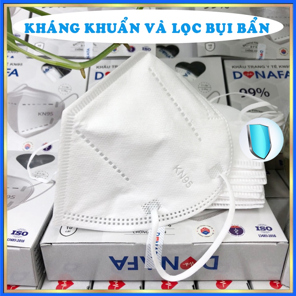 [Hộp 10 chiếc] Khẩu trang N95 - KN95 chính hãng không van 5 lớp cao cấp màu trắng chống bụi bẩn vius gây bệnh DONAFA | BigBuy360 - bigbuy360.vn