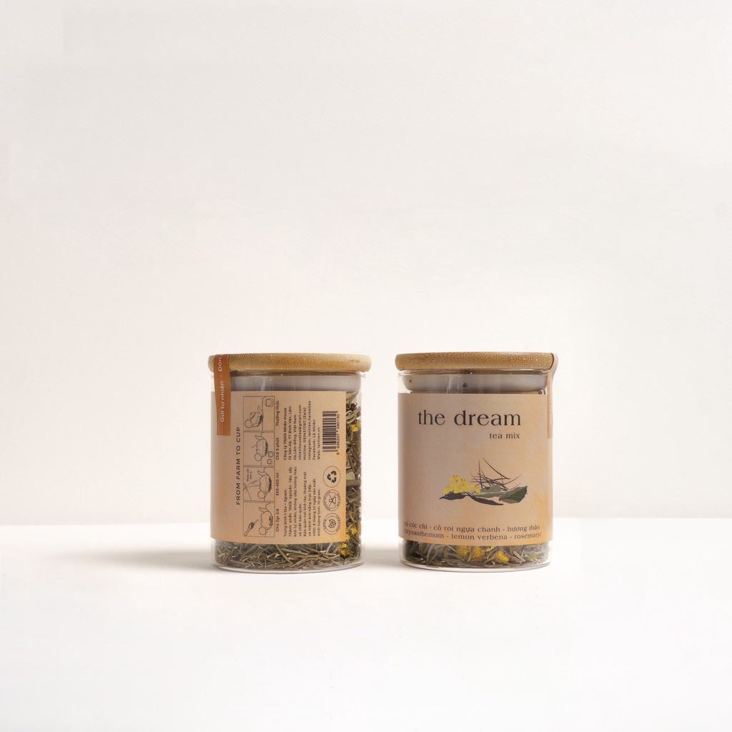 The Dream Mix Tea - Trà Ngủ Ngon Là Nhiên, thảo mộc dưỡng nhan, thuần tự nhiên, lọ thuỷ tinh