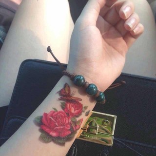 Hình xăm dán cao cấp tattoo hoa hồng to 10x20cm, 10x6cm