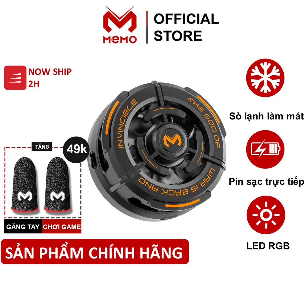 Quạt tản nhiệt điện thoại sò lạnh MEMO CX02 nam châm từ tính gaming đèn led RGB dùng được tablet chơi game mobile