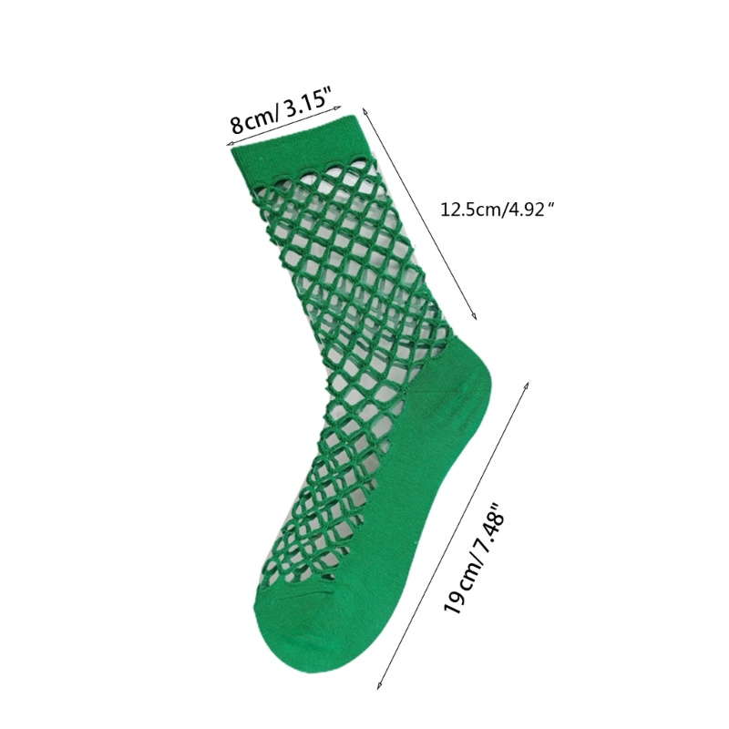 brroa Women Fishnet Socks Multi-color Hollow Out Socks Breathable Thin Mesh Socks Gift