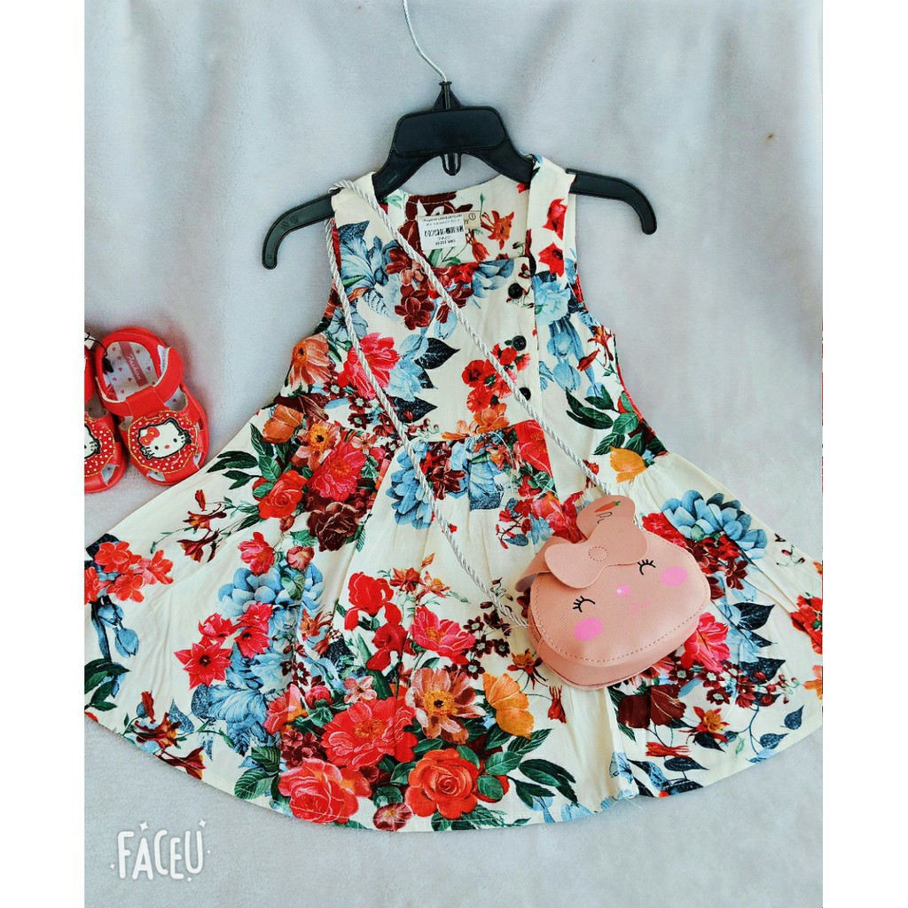ĐẦM HOA ĐỎ VẢI LỤA CHO BÉ