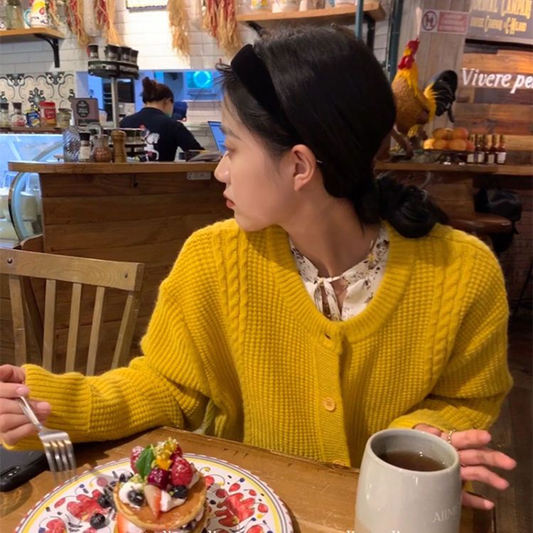 Áo Khoác cardigan Dệt Kim Dáng Rộng Cổ Tròn Thời Trang Hàn Quốc