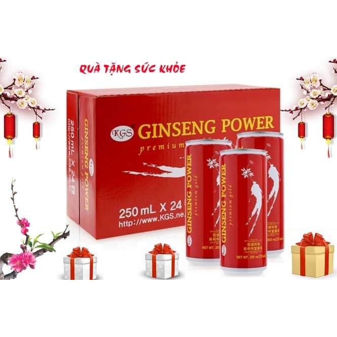 [Thùng 24lon] NƯỚC TĂNG LỰC HỒNG SÂM GINSENG POWER PREMIUM GOLD - Gỉai khát, tỉnh táo tăng cường sức khỏe 250ml x 24 lon