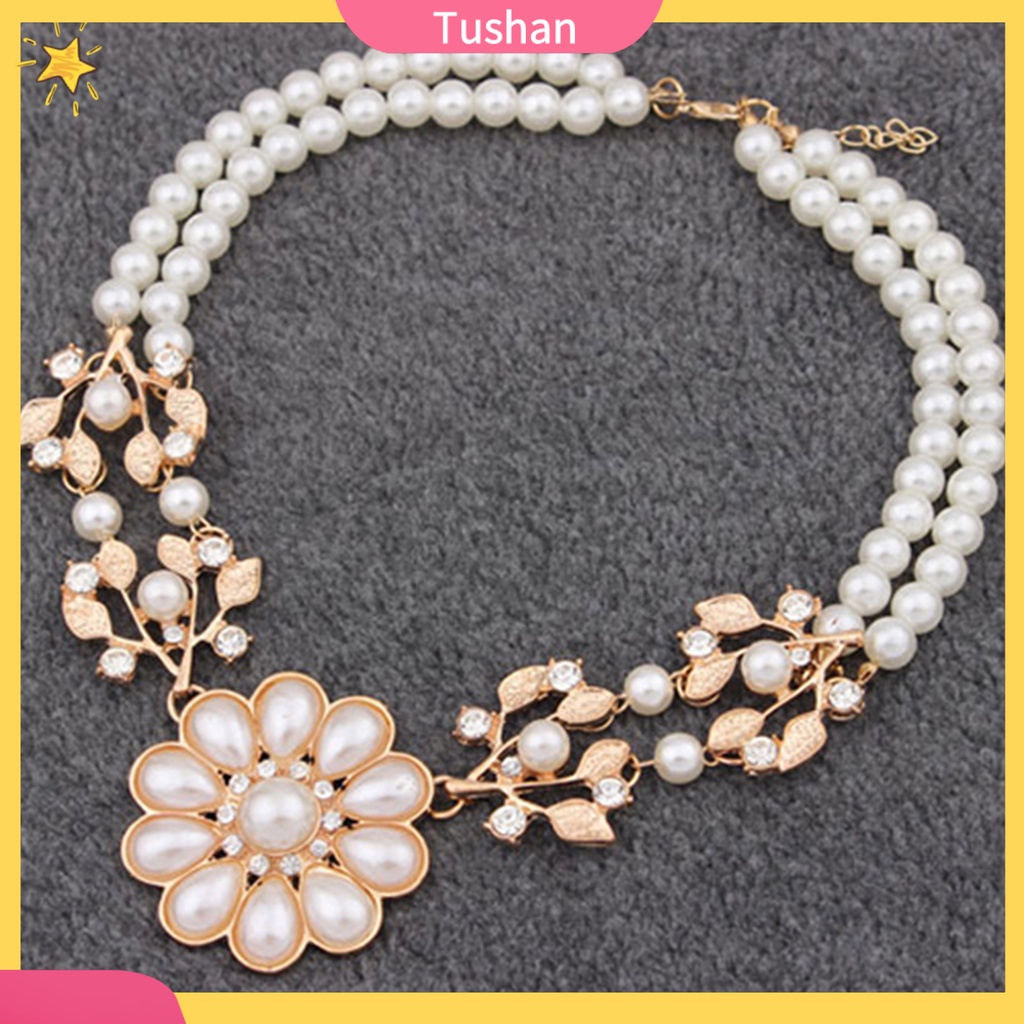 Vòng cổ choker đính ngọc trai giả phong cách Bohemian