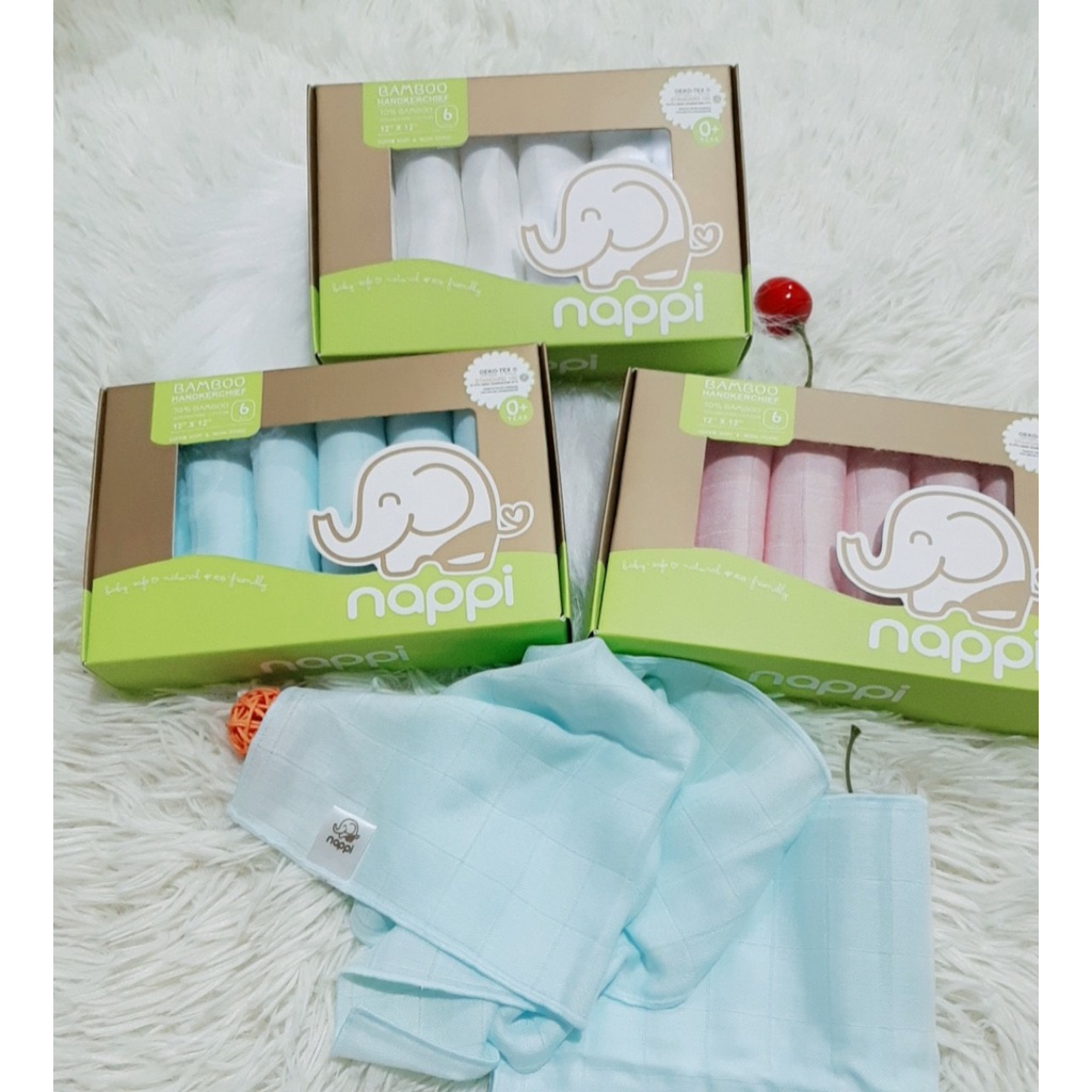 Hộp khăn sữa sợi tre Nappi (6 chiếc/ hộp)
