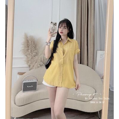 Áo sơ mi sát nách 2 túi tay hến màu xinh