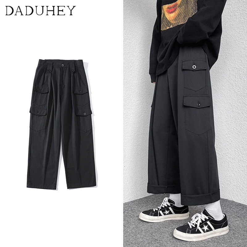 DaDuHey Men's Trendy Versatile Pocket Workwear Pants Ins Harajuku Style Loose Fashion Brand Casual Pants