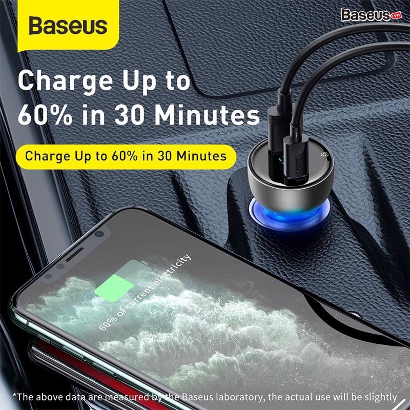 Tẩu Sạc Nhanh Baseus 65W dùng cho xe ô tô - Cổng USB + Type C - Chính hãng - Nhỏ gọn - Tiện Lợi - Bảo hành 12 tháng | BigBuy360 - bigbuy360.vn