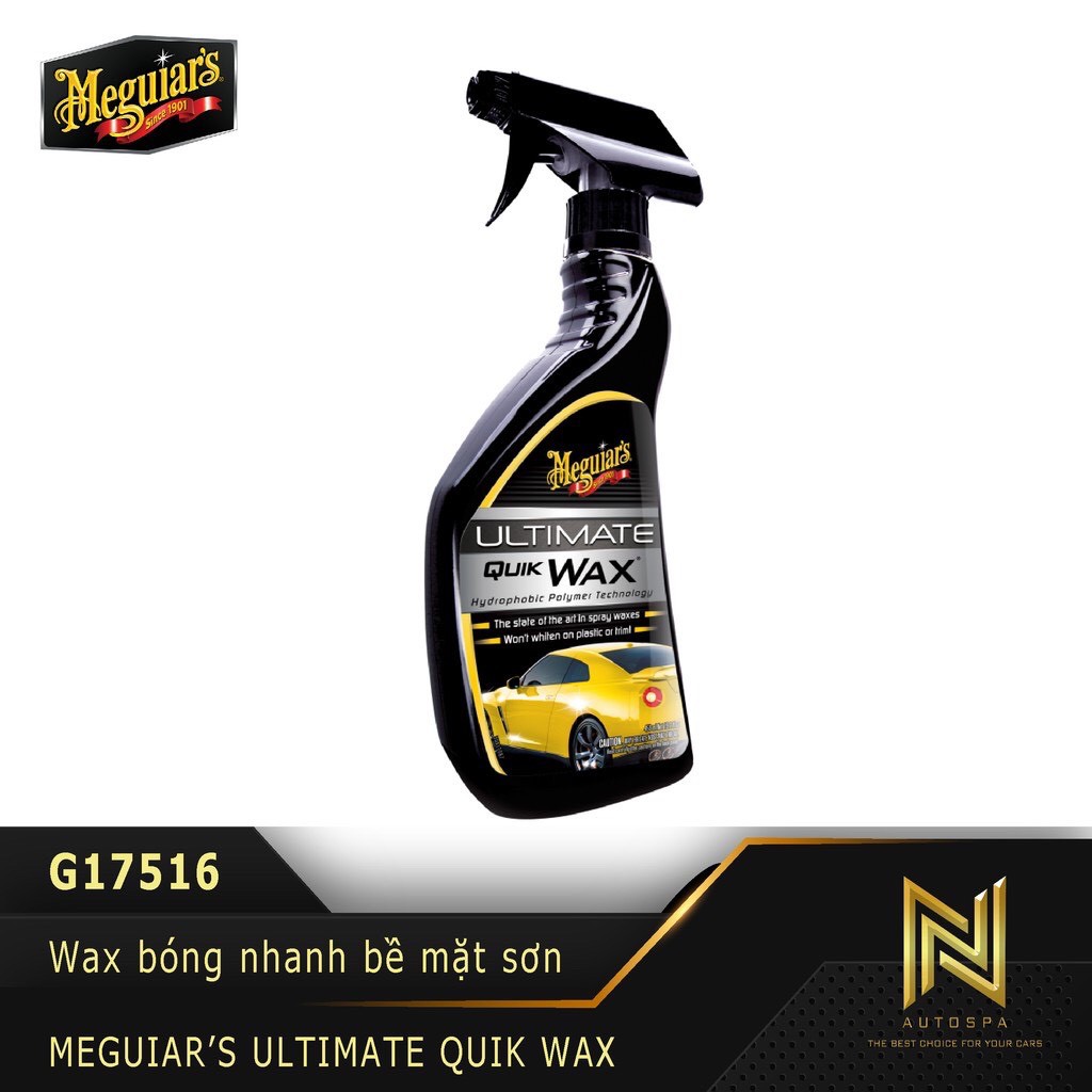 Dung dịch làm bóng sơn nhanh Meguiar's Ultimate Quik Wax G17516 450ml (Tặng khăn) chamsocxestore