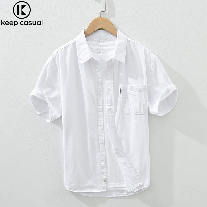 Áo Sơ Mi Cotton Tay Lửng Màu Trơn Thời Trang Mùa Hè Cho Nam