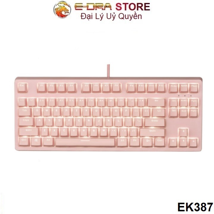 Bàn phím cơ EDra EK387 Hồng Pink ( E-dra Switch Blue , Brown , Red )