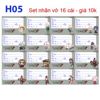 Nhãn vở anime Identity V (1 set 16 nhãn vở )