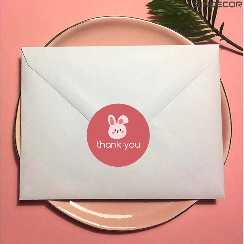 Sticker thank you order cuộn 500 cái đóng hàng hình dễ thương