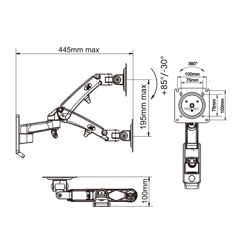 Giá treo tivi góc xoay đa hướng nhập khẩu NB F300 (29-35 inch),nâng hạ thay đổi chiều cao, xoay màn hình 360 độ