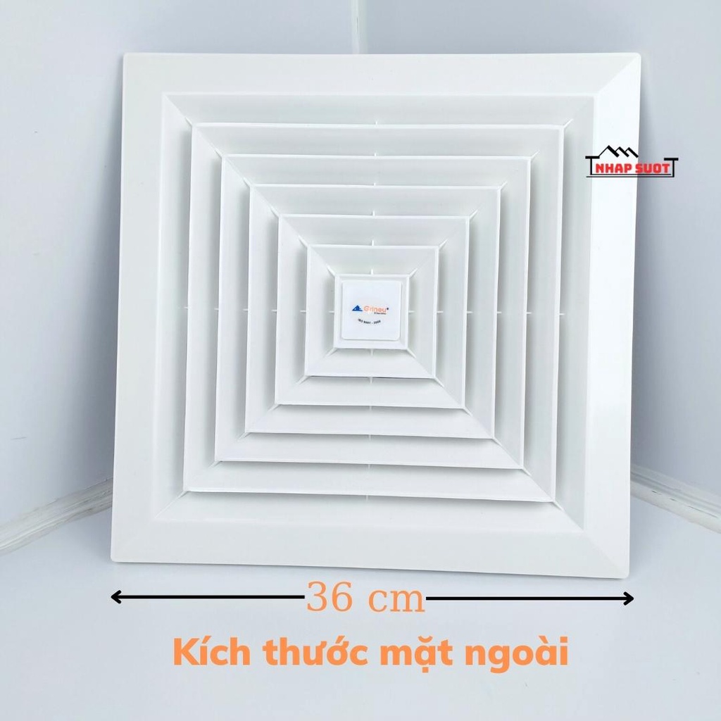 Quạt Thông Gió Hút Trần Thẳng GRINEU Lỗ Chờ 30x30 cm GET25-A1
