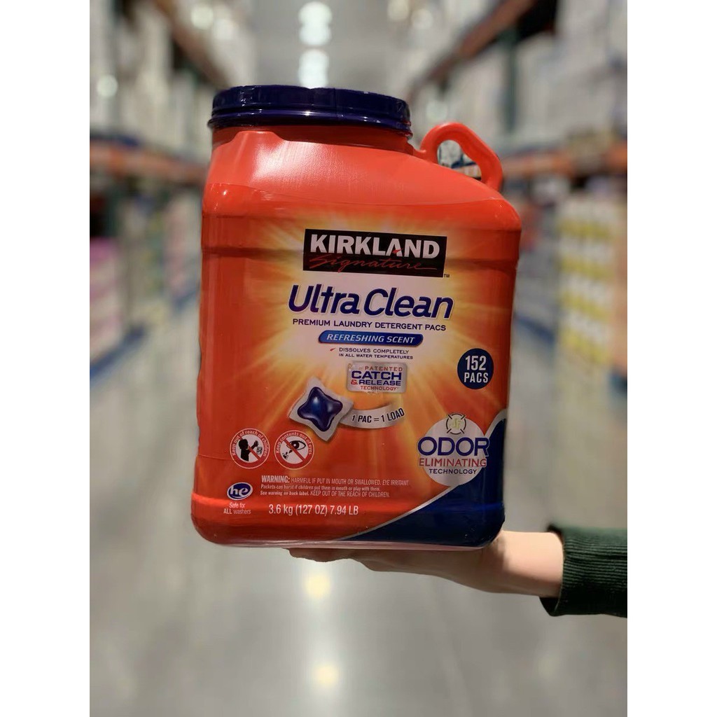 Viên Giặt Quần Áo Kirkland Ultra Clean 152 Viên Hương Thơm Tươi Mát (Chuẩn Costco USA)