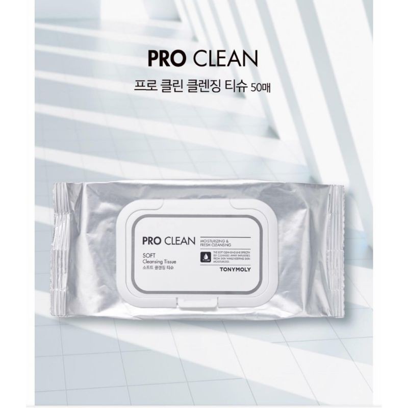 Khăn Tẩy Trang ướt (khăn giấy cotton) làm Dịu Da Tonymoly Pro Clean Soft Cleansing Tissue - túi 8 miếng to