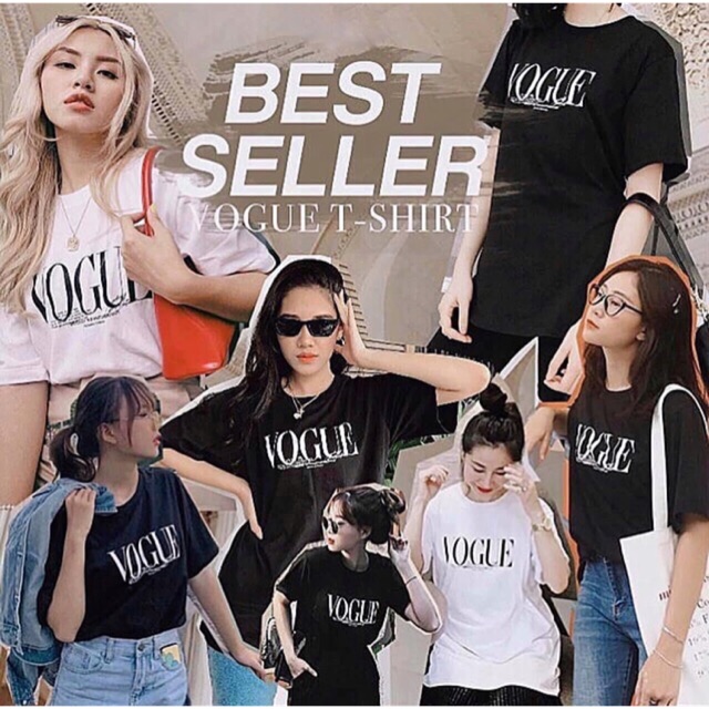 [Ảnh thật trải sàn] Áo phông Vogue (trắng, đen)