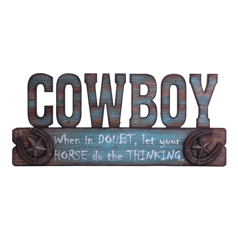 Khung gỗ treo tường trang trí in chữ Cowboy - Decor đồ trang trí phong cách Cowboy Viễn Tây