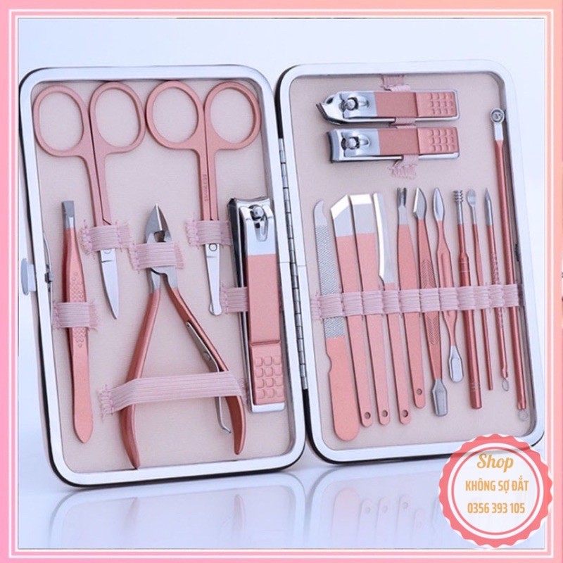 Bộ bấm móng 18 chi tiết màu hồng