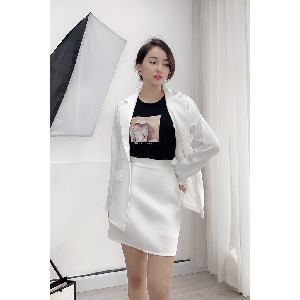 Set Vest Chân Váy Quần Hàn Quốc, Đi làm, Đi chơi, Trắng, Hồng, Đen, set Cá tính, Vét, Set 2 món, | BigBuy360 - bigbuy360.vn