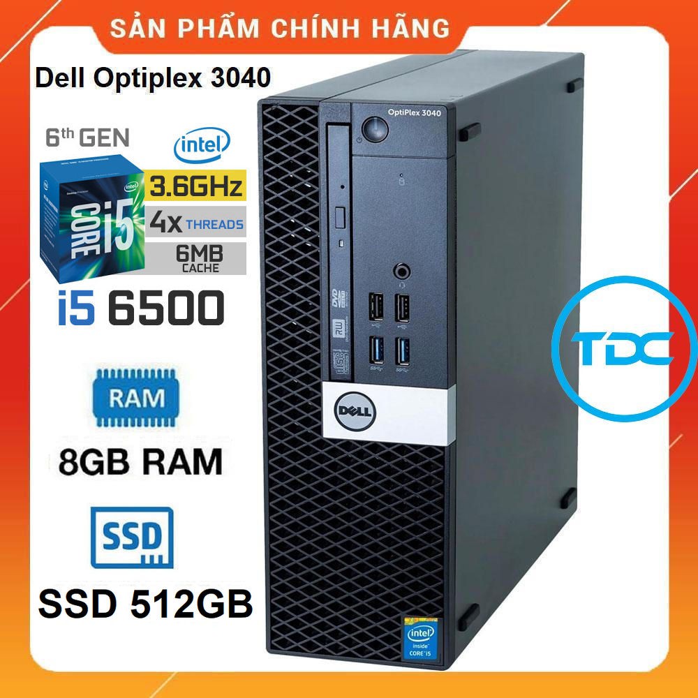 Case máy tính Dell Optiplex 3040 SFF core i5 6500 ram 8Gb SSD 512Gb. quà Tặng. Bảo hành 24 tháng. Hàng Nhập Khẩu