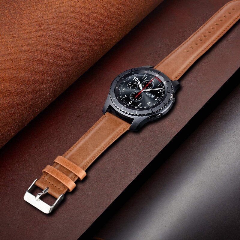 Dây Đeo Bằng Da Thật 22mm 20mm Cho Đồng Hồ Thông Minh Samsung Galaxy Watch 46mm 42mm Active Gear S3 S2 Classic Frontier