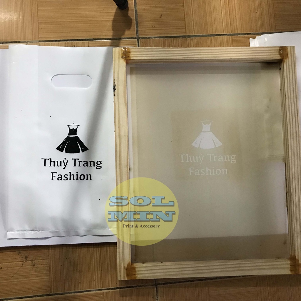 Bộ in lụa trên túi nylon, túi PE, thiết kế theo yêu cầu, có mực đi kèm, mua về chỉ kéo mực