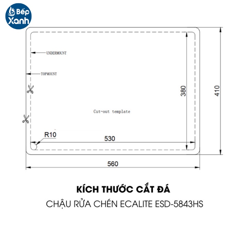 Chậu Rửa Chén Vision Manual Sink Ecalite ESD-5843HS - Chất Liệu Inox 304