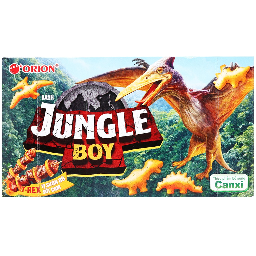 Bánh Cá Jungle Boy T-Rex sườn bò sốt cam Orion hộp 35gr
