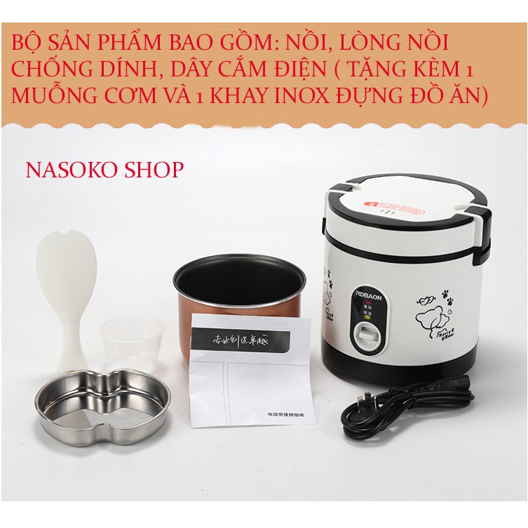 Nồi cơm điện mini 1.2L hãng RDBAON Kenly quai xách (phiên bản mới)