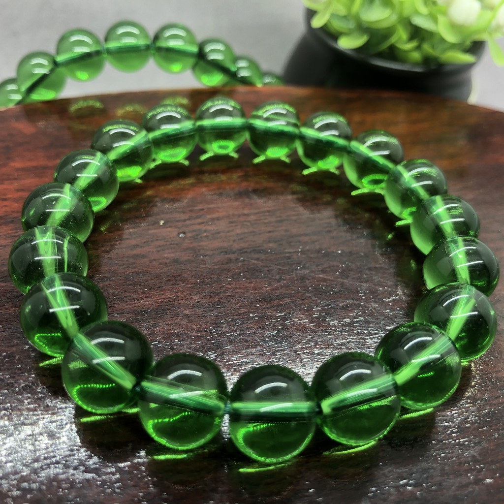 6/8/10 / 12mm hạt pha lê thạch anh xanh vòng tay charm handmade cho bạn bè