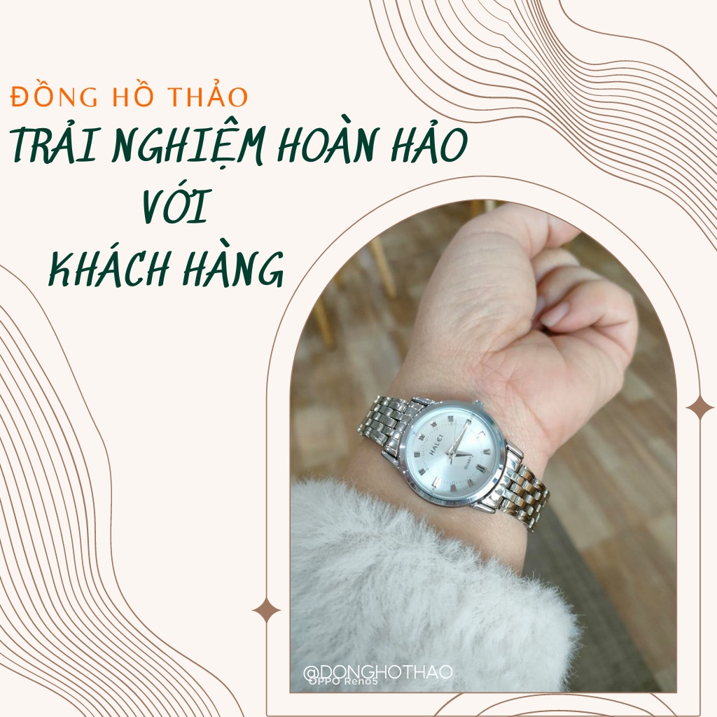 Đồng Hồ Nữ Dây Kim Loại Chính Hãng Chống Nước Trắng Bạc Đơn Giản Trẻ Trung Đồng Hồ Thảo HH17TT1 Halei 502