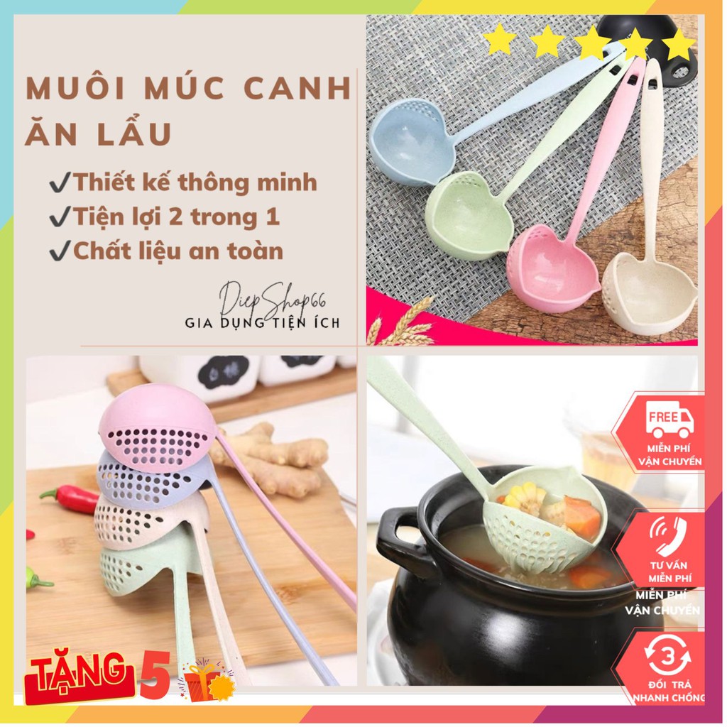 Muôi lỗ ❤️SALE❤️Muỗng múc canh ăn lẩu đa năng 2 trong1 có lỗ lọc nước hiệu quả siêu tiện lợi QC09