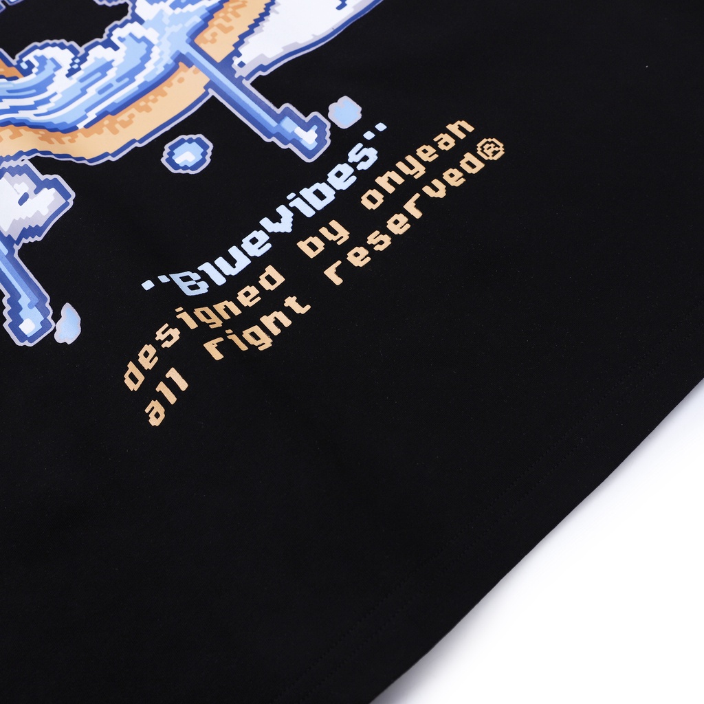 Áo thun tay lỡ OHYEAH phông Unisex nam nữ Premium Cotton oversize form rộng SUMMER VIBES - Đen