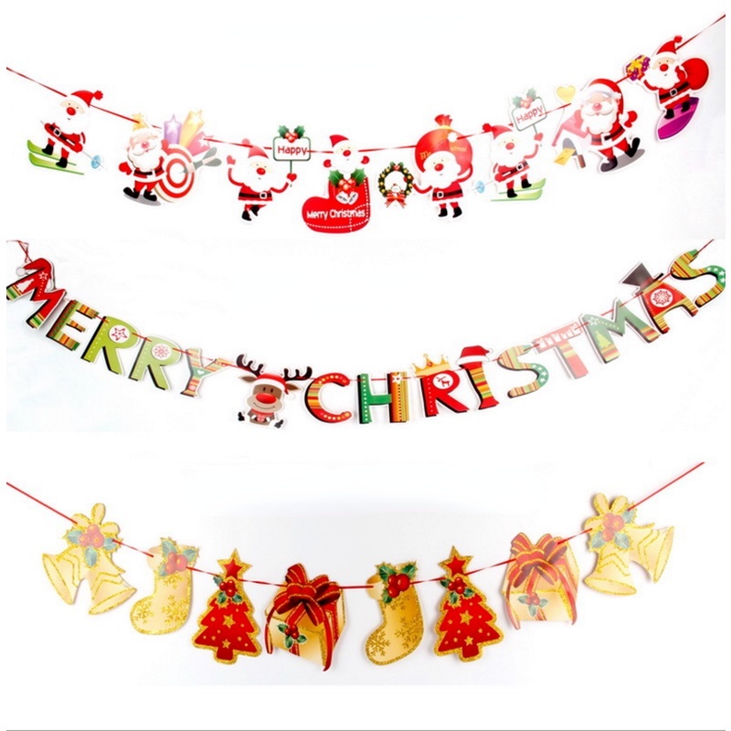Dây Treo Trang Trí Giáng Sinh Hình Ông Già Noel / Hoạt Hình Bằng Giấy Xinh Xắn