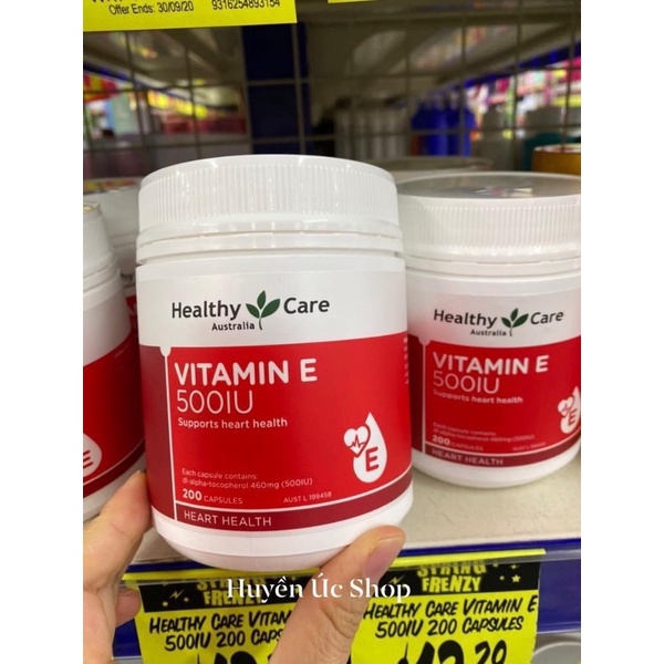 Healthy Care vitamin E - hộp 200 viên 500IU- viên uống đẹp da, hỗ trợ sức khỏe tim mạch