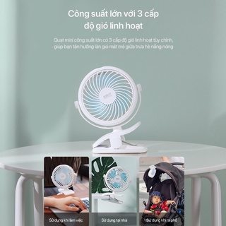 Quạt Mini Đế kẹp Đa Năng ROBOT pin 2000 mAh