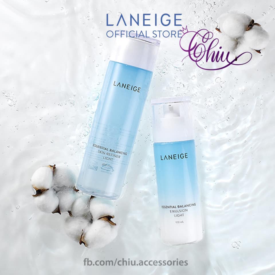 Bộ sản phẩm dành cho da dầu, hỗn hợp Nước cân bằng da/ sữa dưỡng ẩm Laneige Essential Balancing Emulsion Light