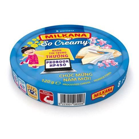 Phô mai Milkana 8 miếng – hộp 120gr ( Milkana 8 Creamy Processed Cheese portions – box 120gr) | BigBuy360 - bigbuy360.vn