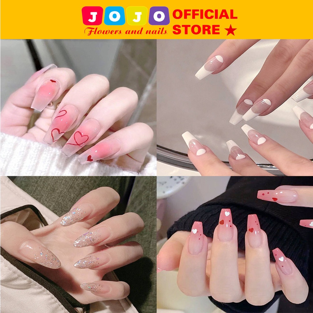 Set 24 móng tay giả  thiết kế thời trang Jojo móng giả đẹp có keo dán