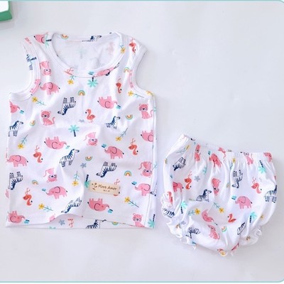 Đồ bộ ba lỗ thun cotton mềm nhiều họa tiết cho bé gái 1 2 3 4 tuổi MINTSCLOSET Mint's Closet - S1243