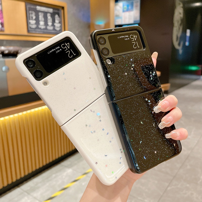 Ốp Điện Thoại Silicon Mềm Trang Trí Kim Tuyến Hình Ngôi Sao Mặt Trăng Cho Samsung Galaxy Z Flip4 Flip3 5G Z Flip 4 3