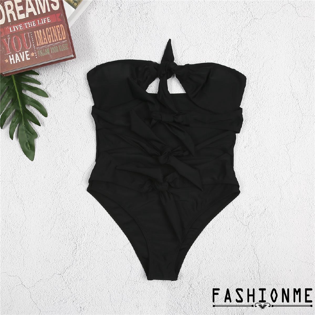 Áo tắm liền thân phối nhiều dây buộc cá tính trẻ trung cho nữ